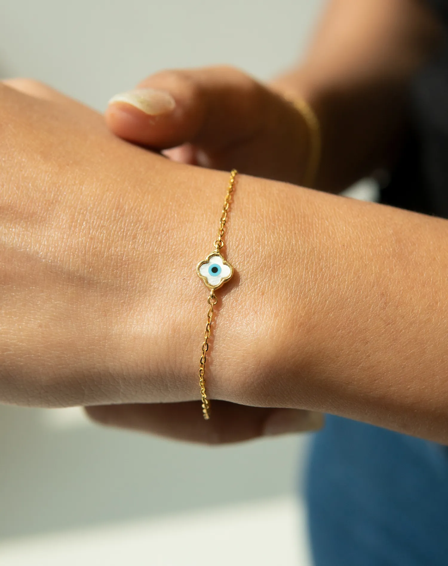 Mini Clover Evil Eye Bracelet