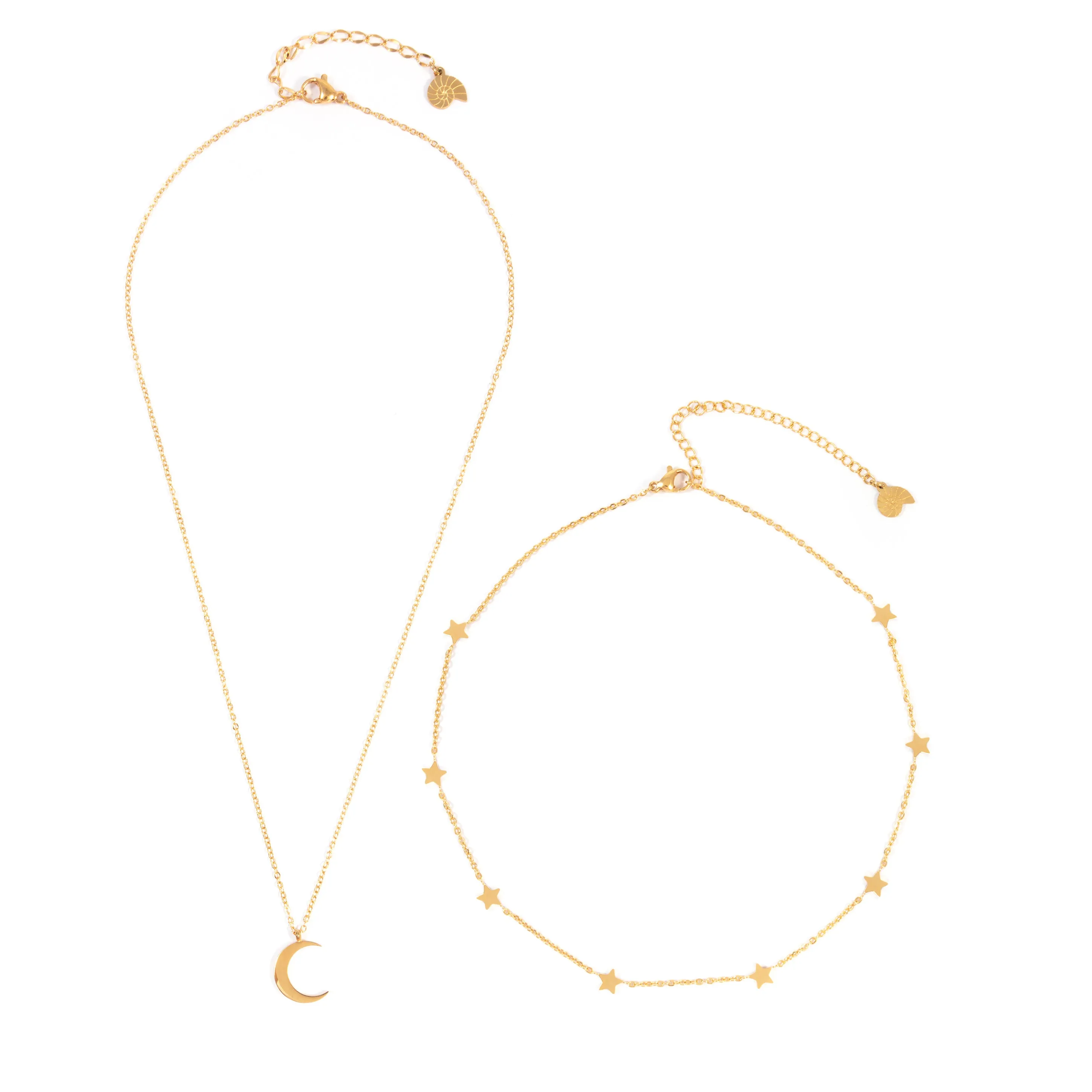 Moon Star Necklace Set Gold