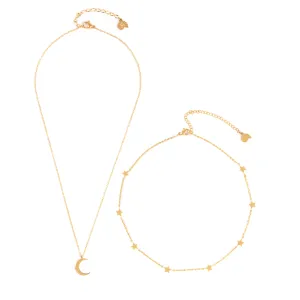 Moon Star Necklace Set Gold