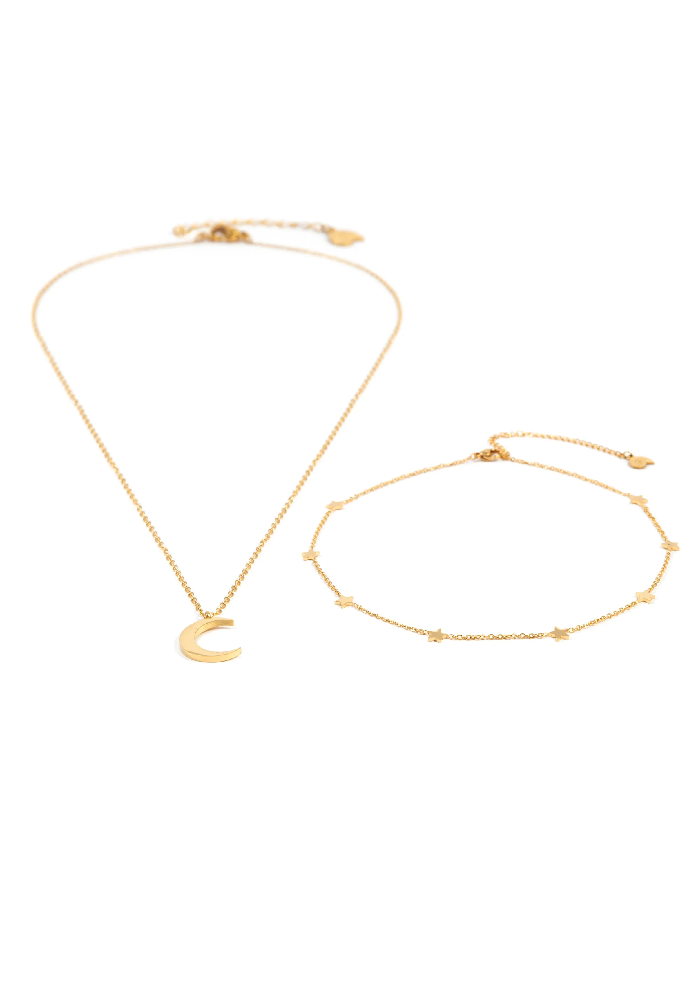 Moon Star Necklace Set Gold