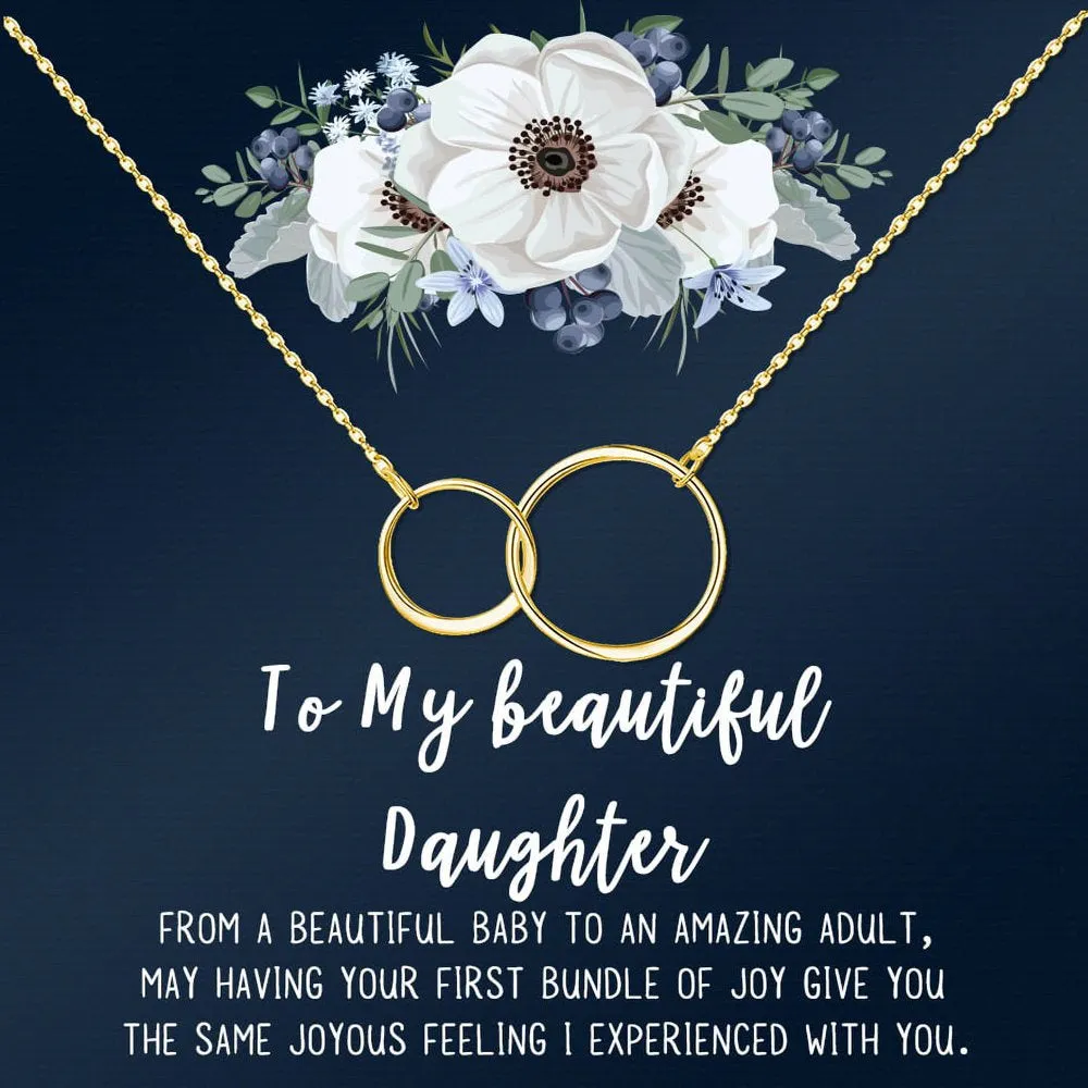 Mother Daughter Necklace Jewelry with Gift Box Card - Gifts for Mom, Daughter, Birthday, Mothers Day - Two Infinity Necklace for Women [Silver Infiniry Ring, No-Personalized Card]