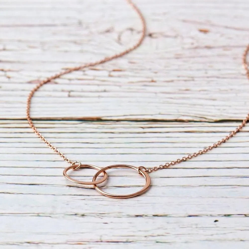 Mother Daughter Necklace Jewelry with Gift Box Card - Gifts for Mom, Daughter, Birthday, Mothers Day - Two Infinity Necklace for Women [Silver Infiniry Ring, No-Personalized Card]