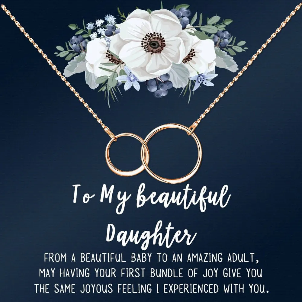 Mother Daughter Necklace Jewelry with Gift Box Card - Gifts for Mom, Daughter, Birthday, Mothers Day - Two Infinity Necklace for Women [Silver Infiniry Ring, No-Personalized Card]