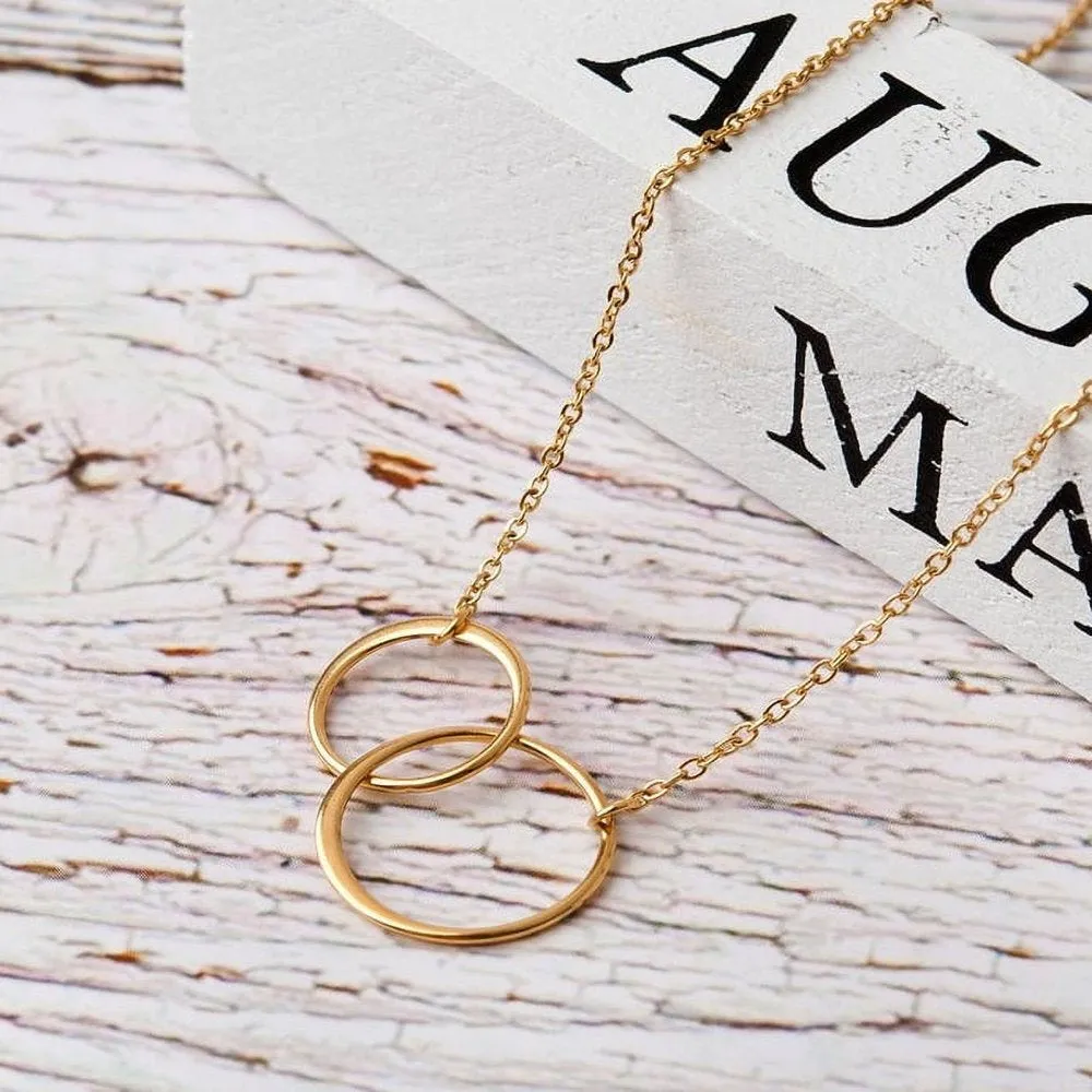 Mother Daughter Necklace Jewelry with Gift Box Card - Gifts for Mom, Daughter, Birthday, Mothers Day - Two Infinity Necklace for Women [Silver Infiniry Ring, No-Personalized Card]