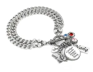 Mothers or Grandmothers Birthstone Bracelet with Children's Names