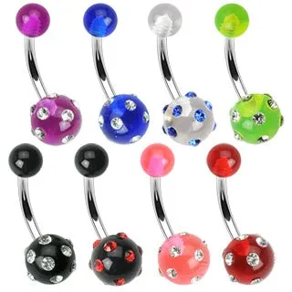 Multi Gem Set Belly Ring