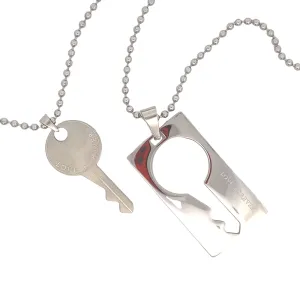 Nicholas Couple Key Stainless Steel Pendant Necklace