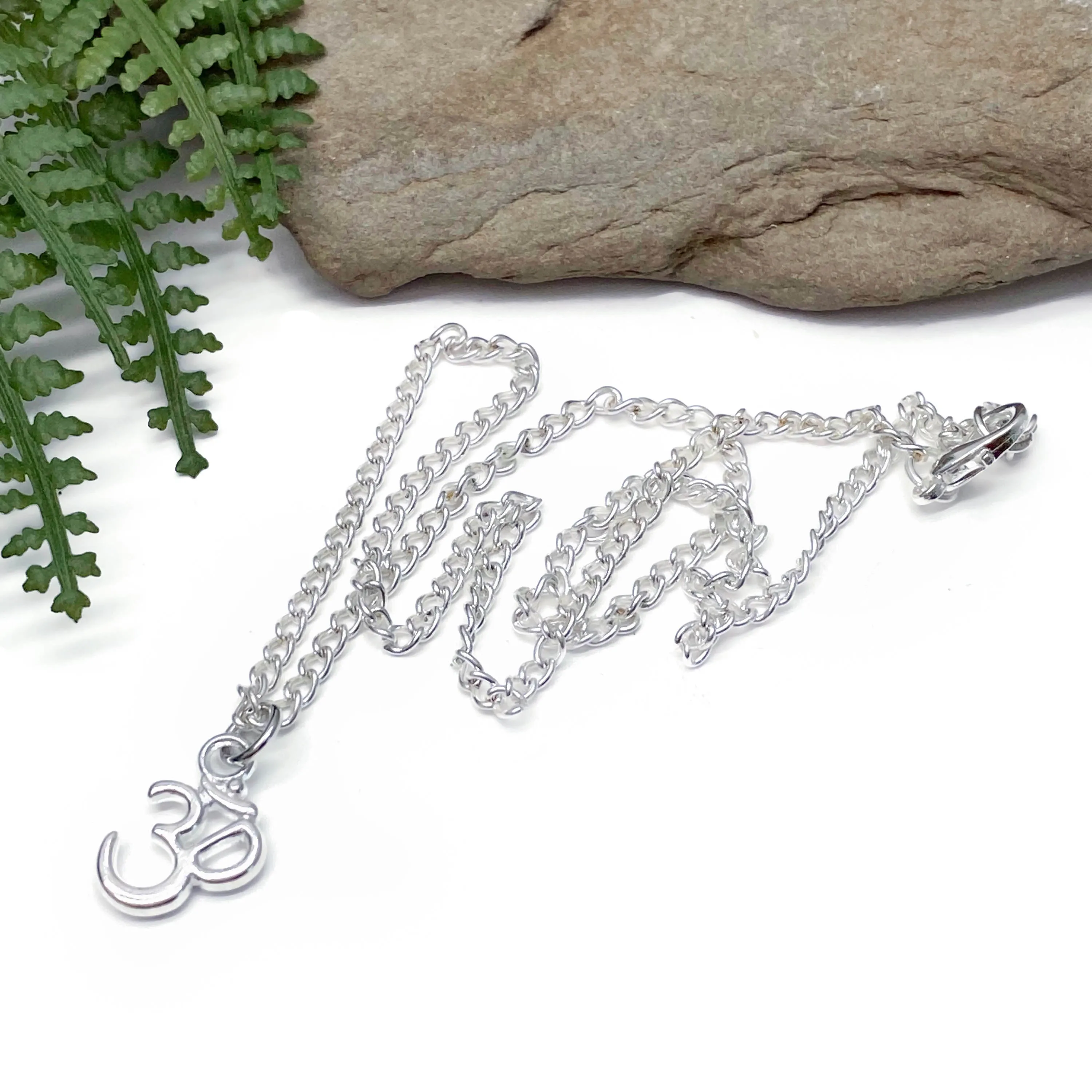 Ohm Charm Silver Plated Pendant Necklace