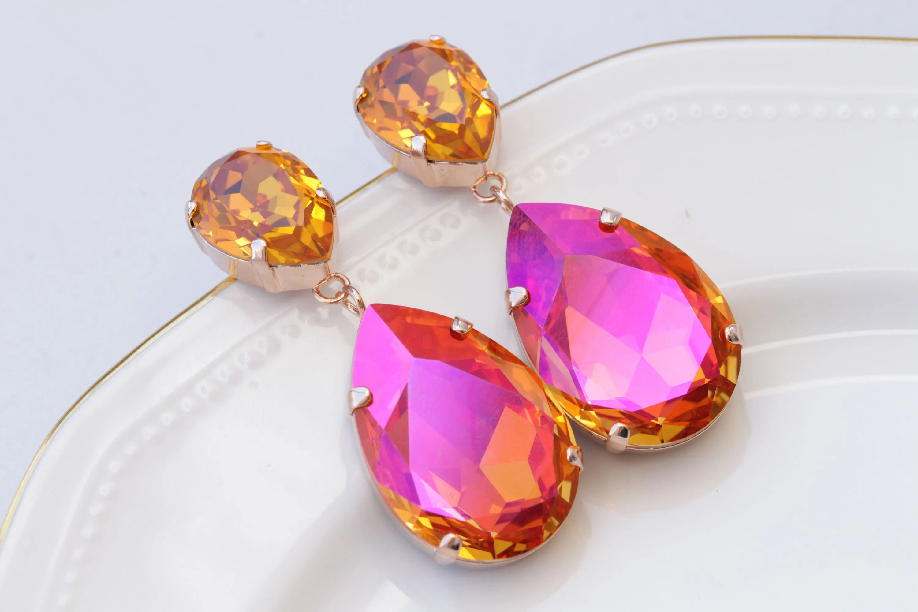 ORANGE CHANDELIER EARRINGS