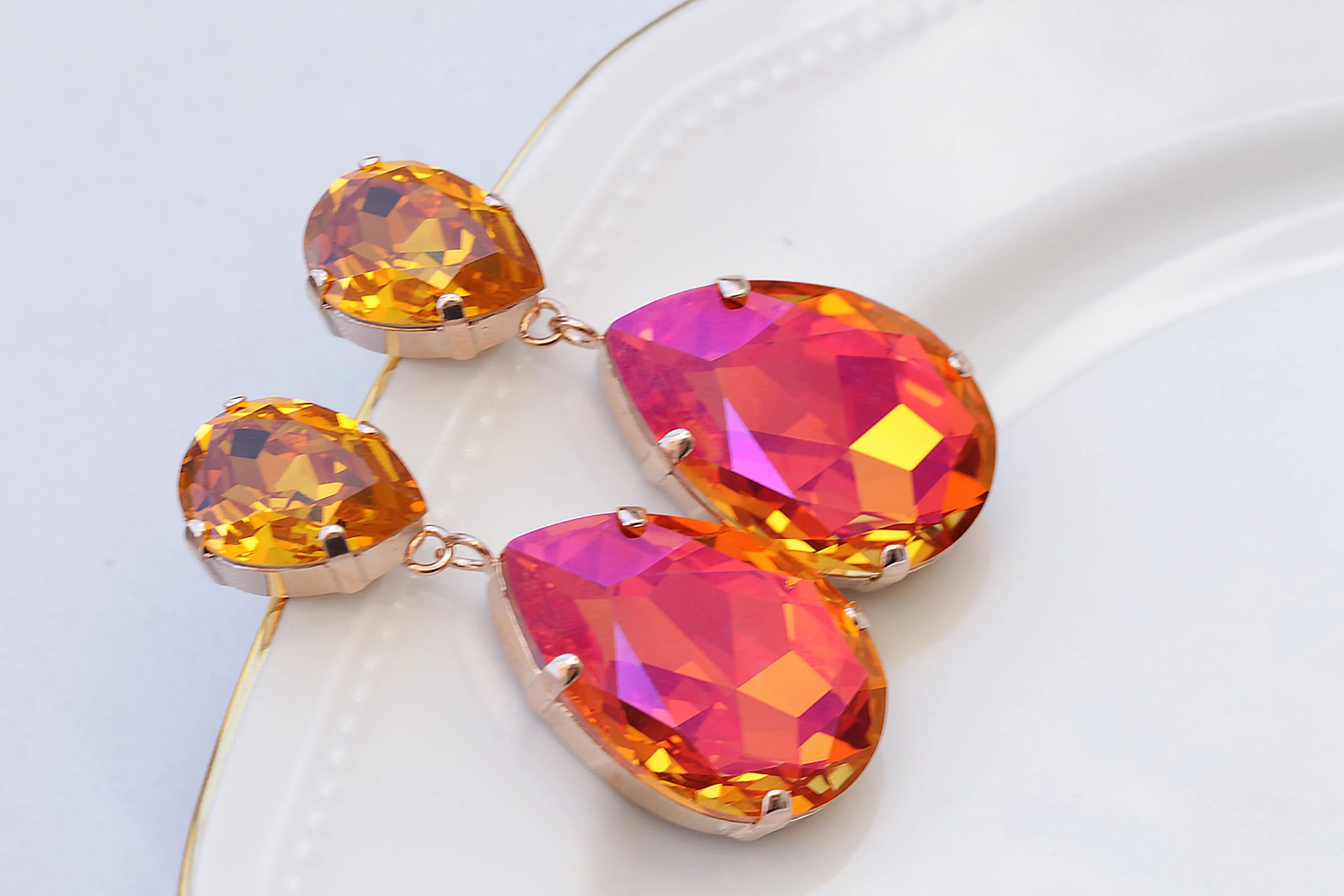 ORANGE CHANDELIER EARRINGS