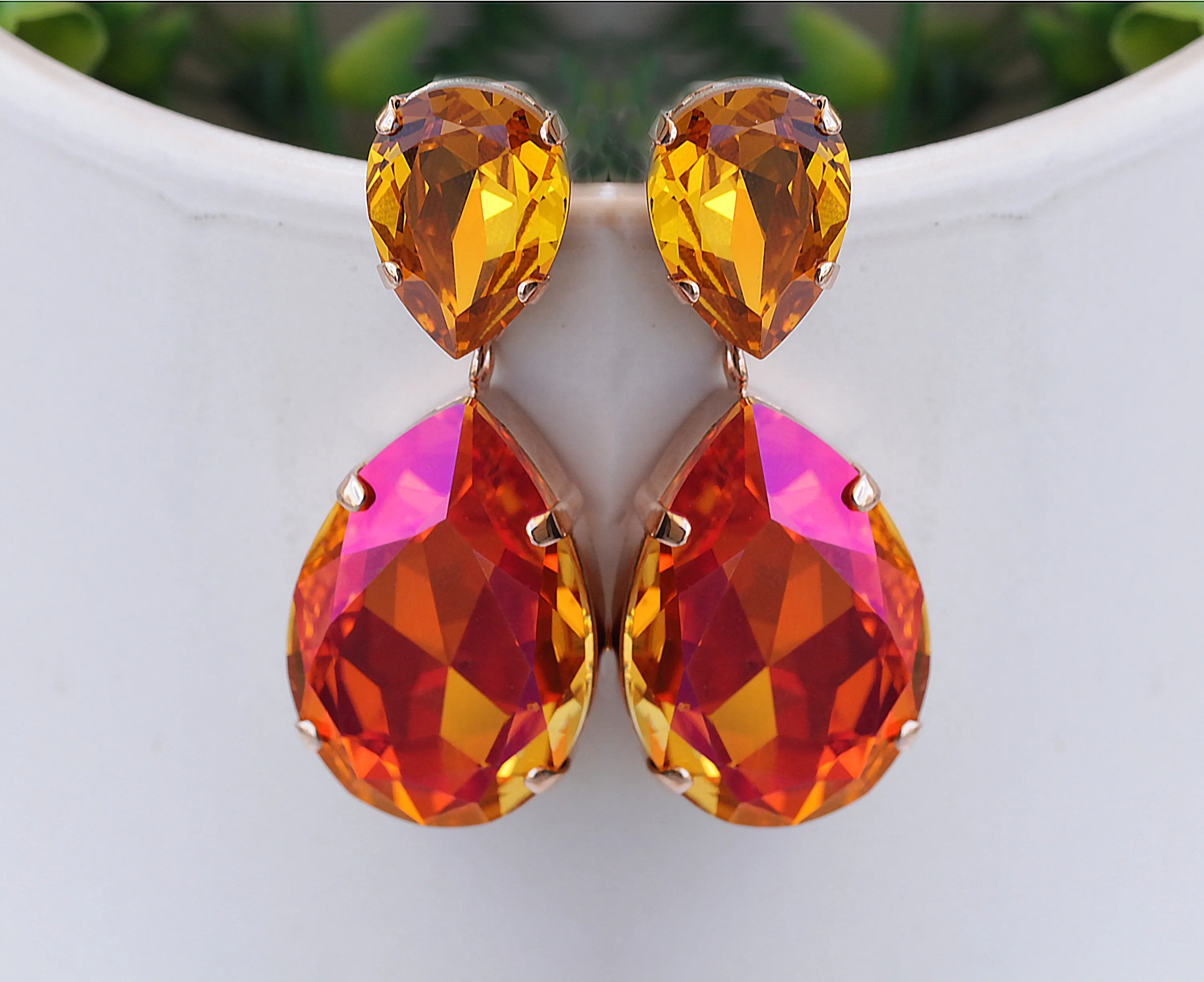 ORANGE CHANDELIER EARRINGS