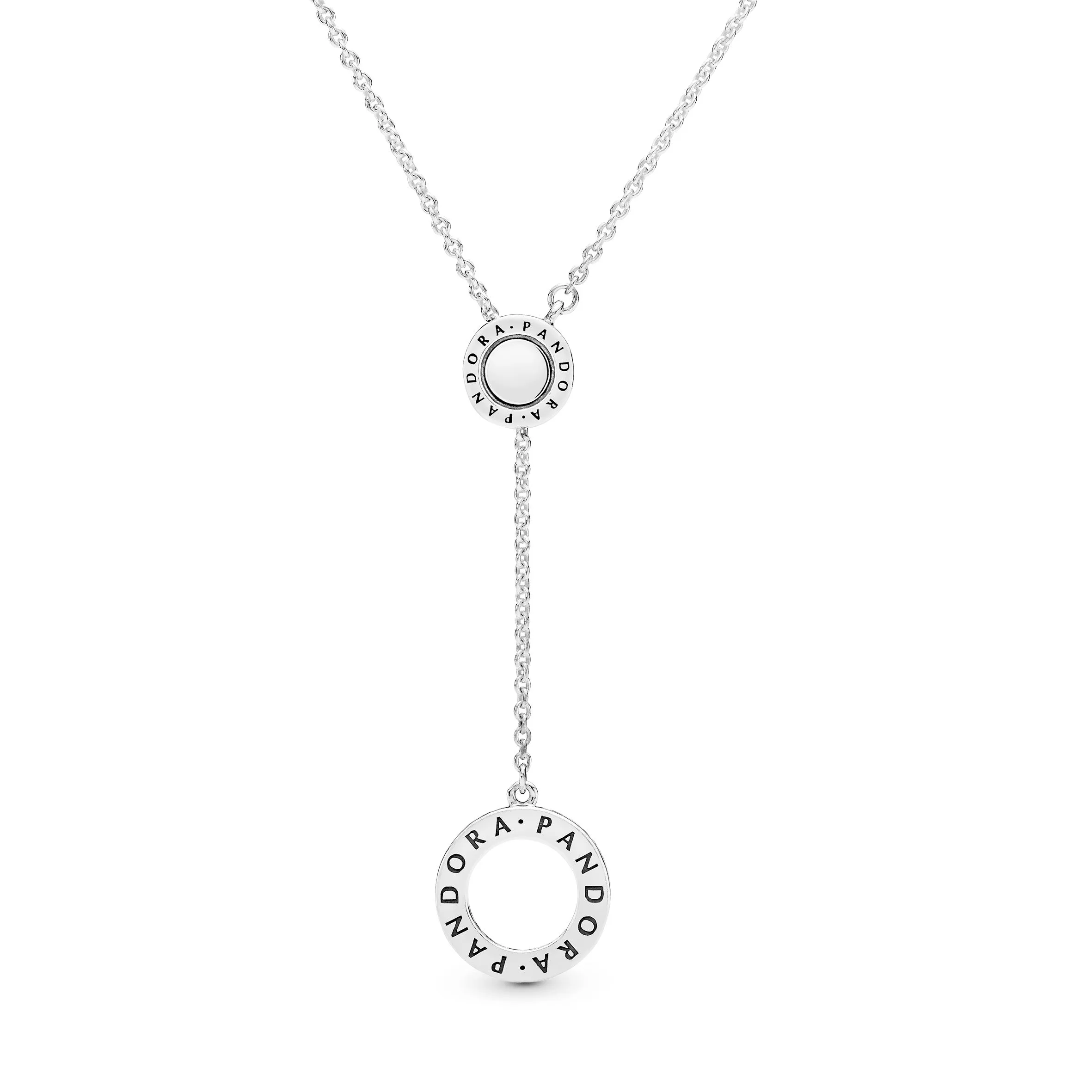 PANDORA logo silver Y-necklace with clear cubic zirconia