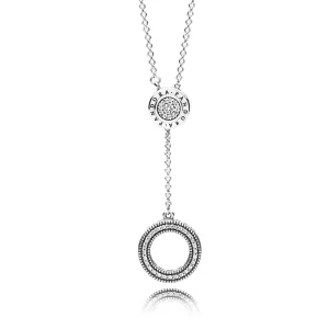 PANDORA logo silver Y-necklace with clear cubic zirconia