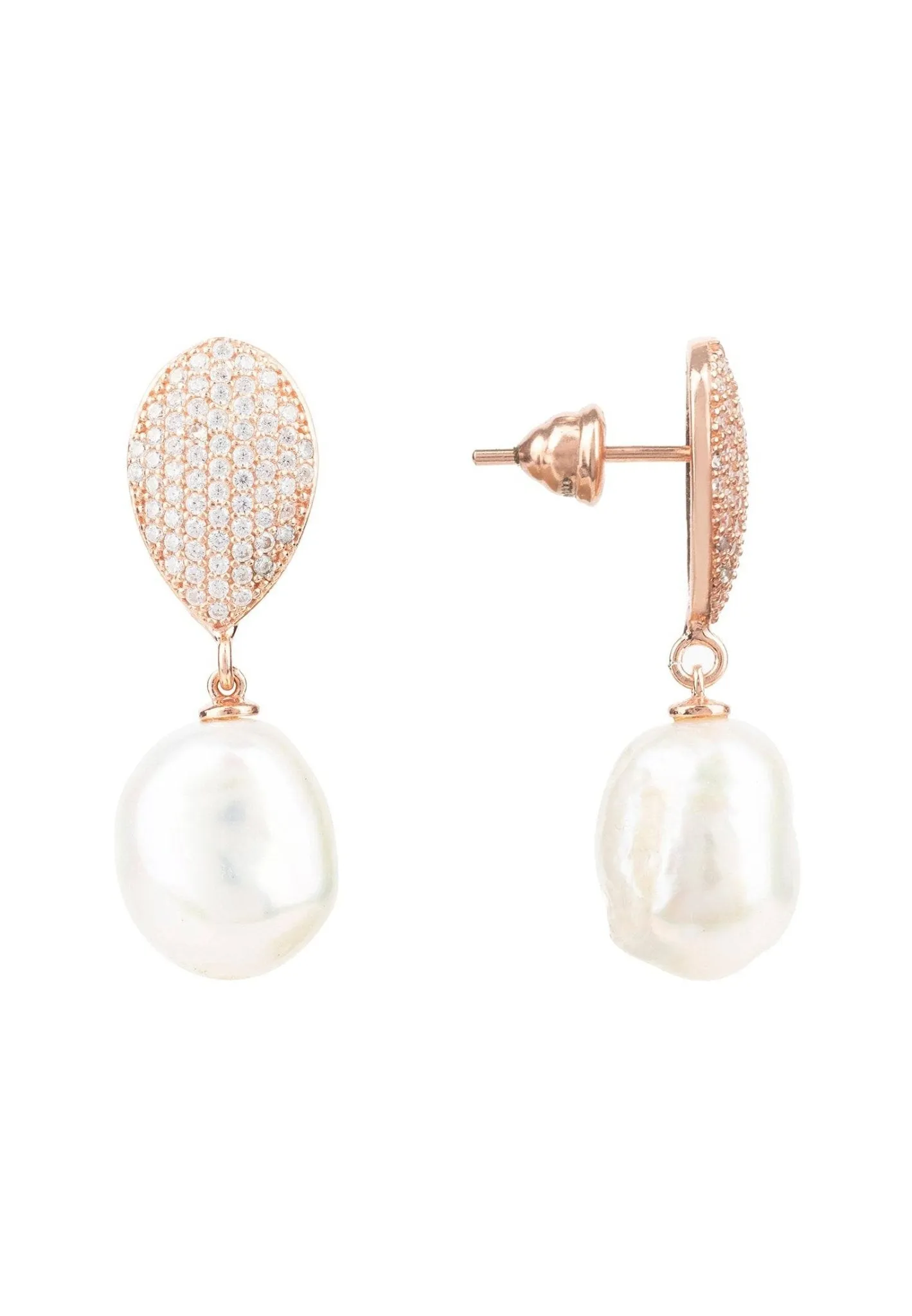 Pearl Classic Drop Earrings Rosegold