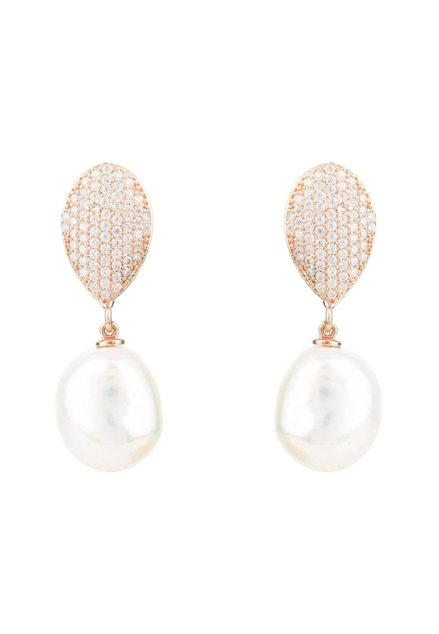 Pearl Classic Drop Earrings Rosegold