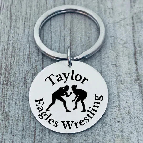 Personalized Engraved Female Wrestling Keychain