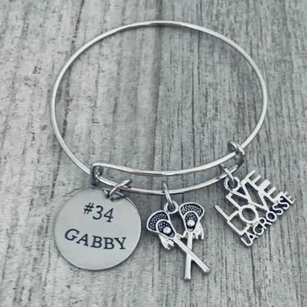 Personalized Engraved Girls Lacrosse Bracelet