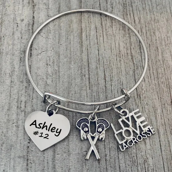 Personalized Engraved Girls Lacrosse Bracelet