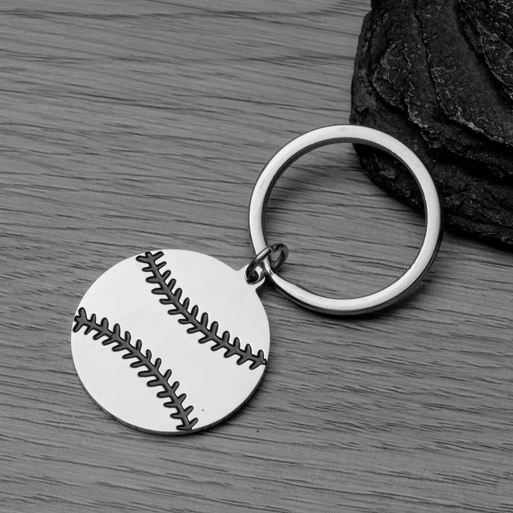 Personalized Engraved Softball Keychain