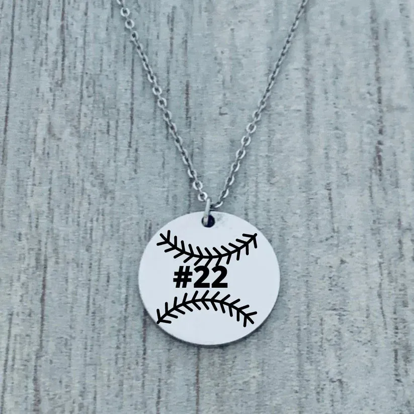 Personalized Engraved Softball Necklace - Pick Shape