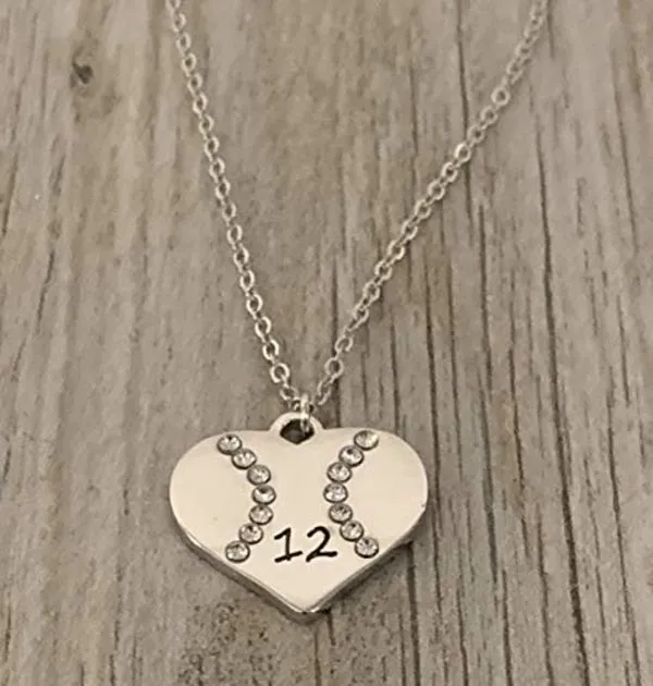 Personalized Engraved Softball Necklace - Pick Shape