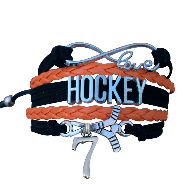 Personalized Hockey Jersey Number Bracelet -Pick Colors