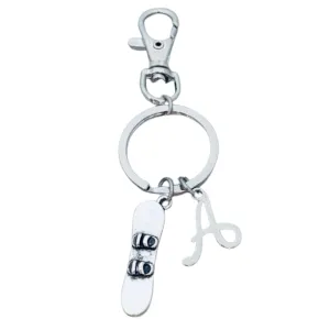 Personalized Snowboarding Zipper Pull Keychain a Letter Charm