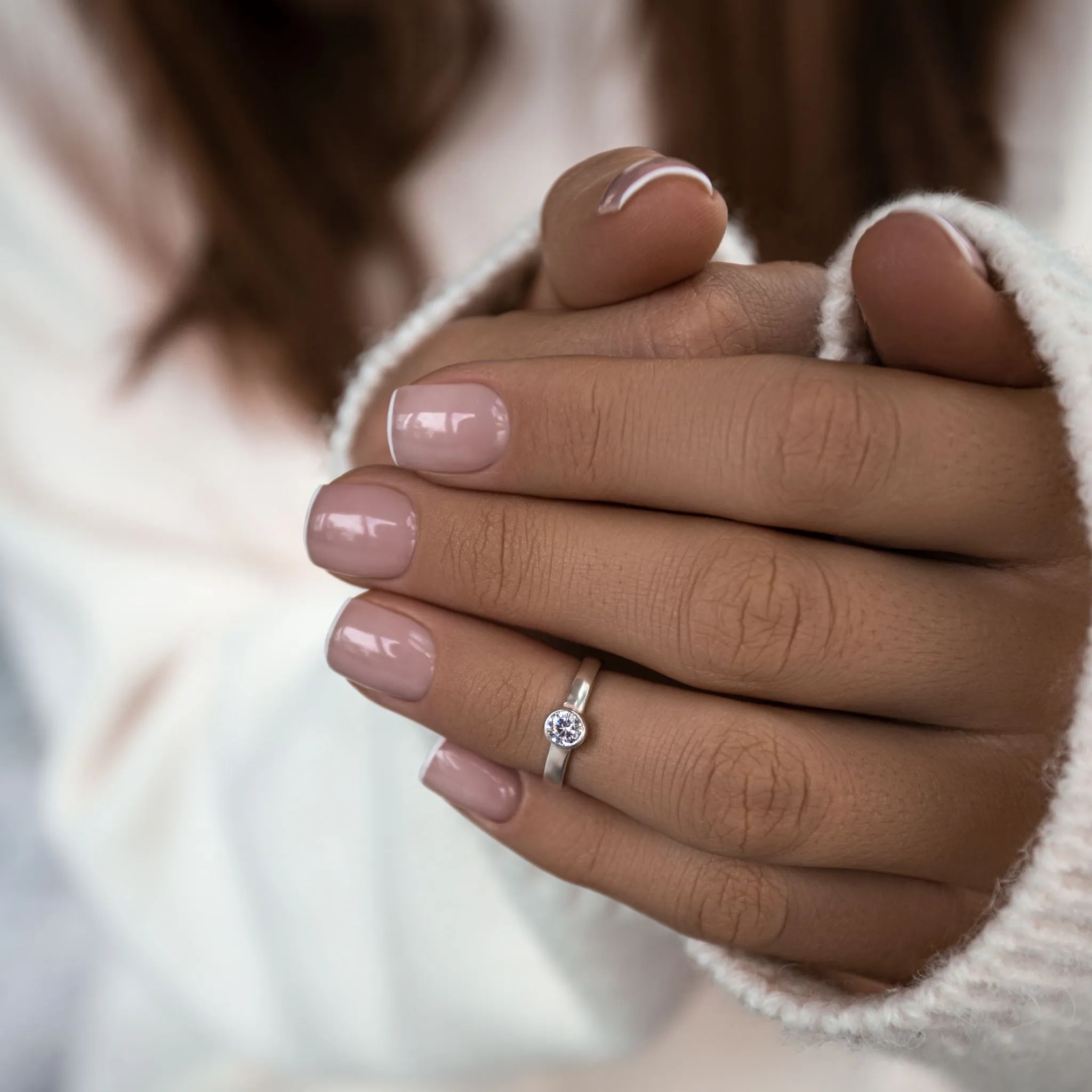 Phalanx Ring with Round White Zircon (Plain)