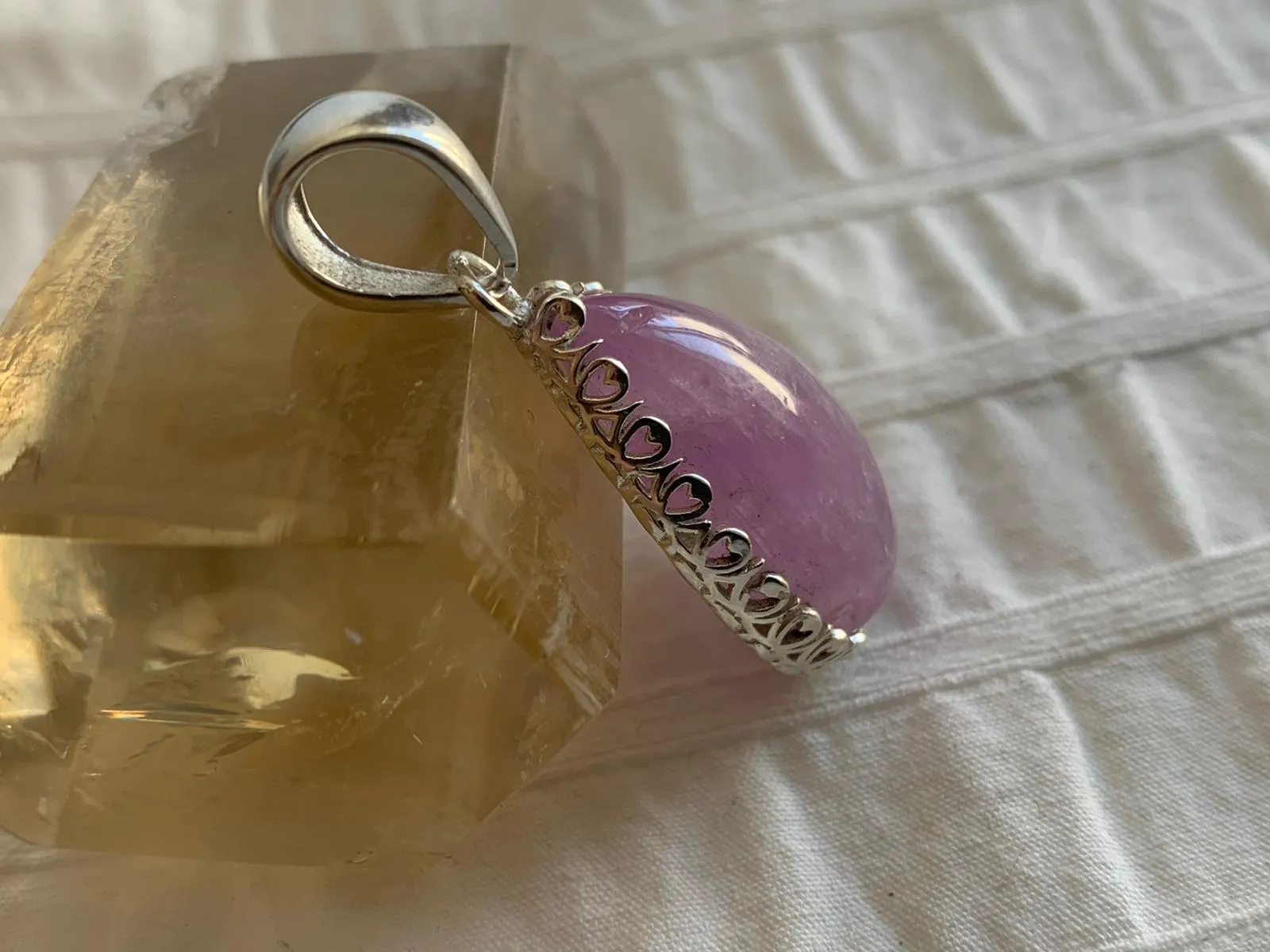 Pink Kunzite Lilith Pendant - Small Teardrop