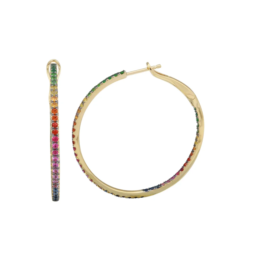 RAINBOW SAPPHIRE CLASSIC HOOPS