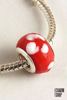 Red Glass Flower Bead Charm