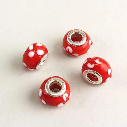 Red Glass Flower Bead Charm