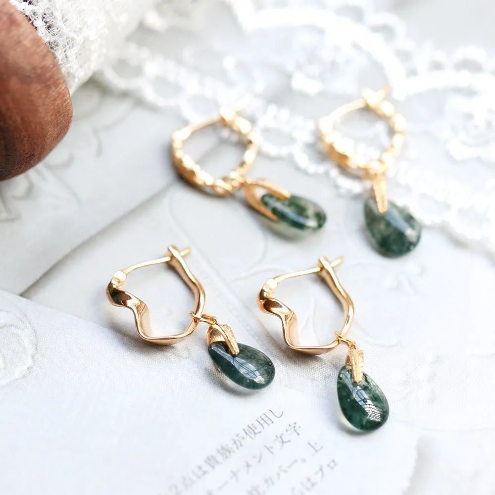 Retro Style Moss Agate Earrings