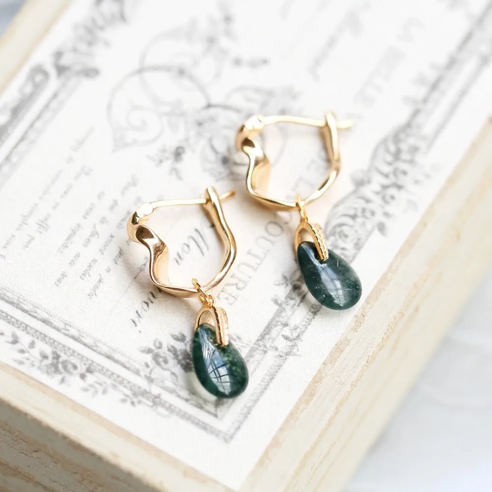 Retro Style Moss Agate Earrings