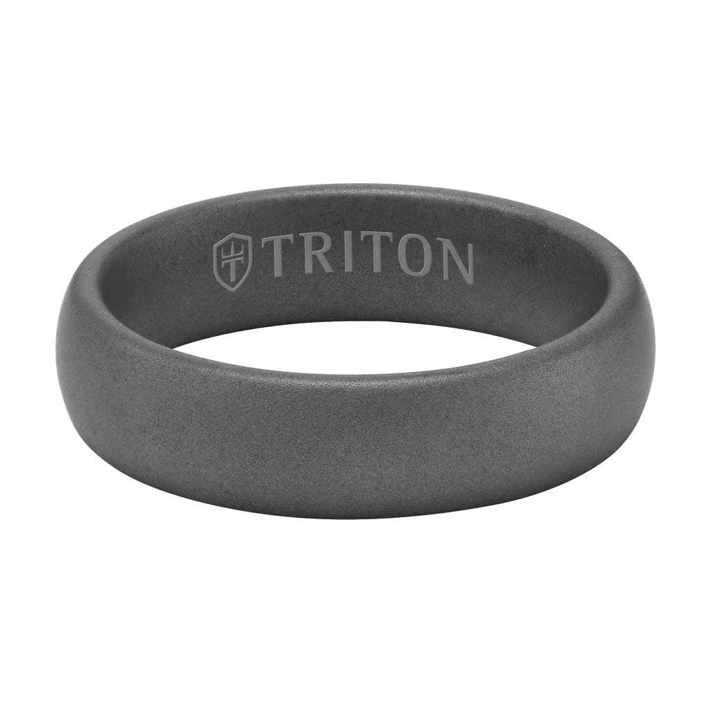 ROCCO Domed Tungsten Wedding Band with Gray Sand Blasted Finish by Triton - 6mm