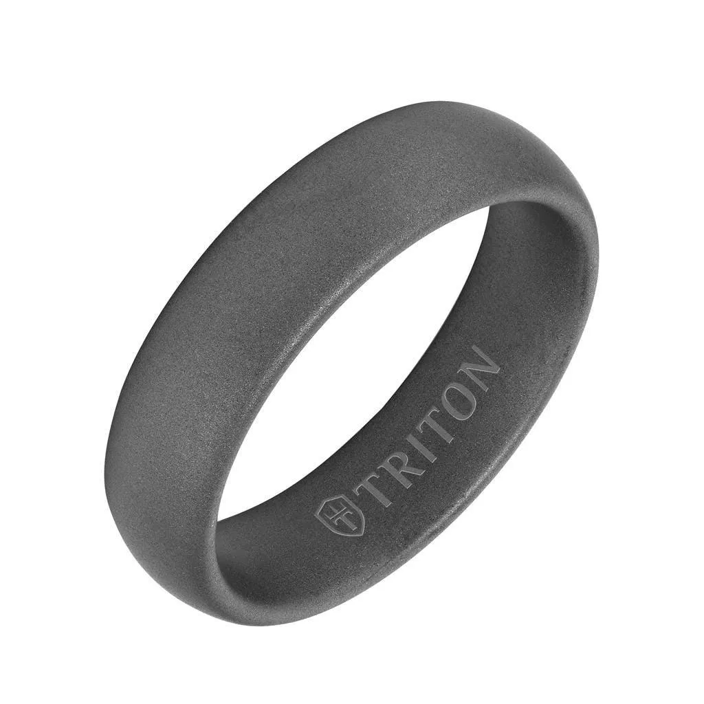 ROCCO Domed Tungsten Wedding Band with Gray Sand Blasted Finish by Triton - 6mm