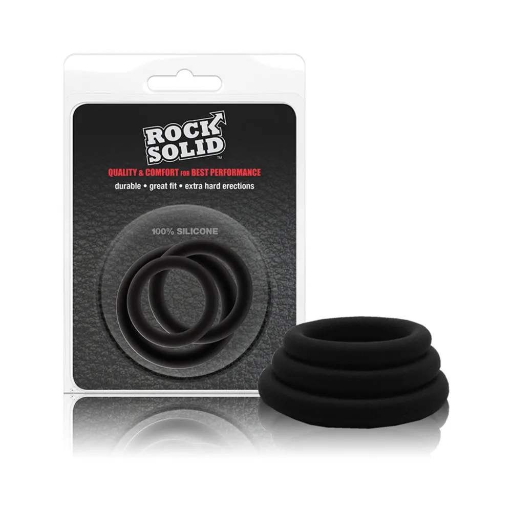 Rock Solid Tri-Pack Silicone Gasket Cock Rings Black