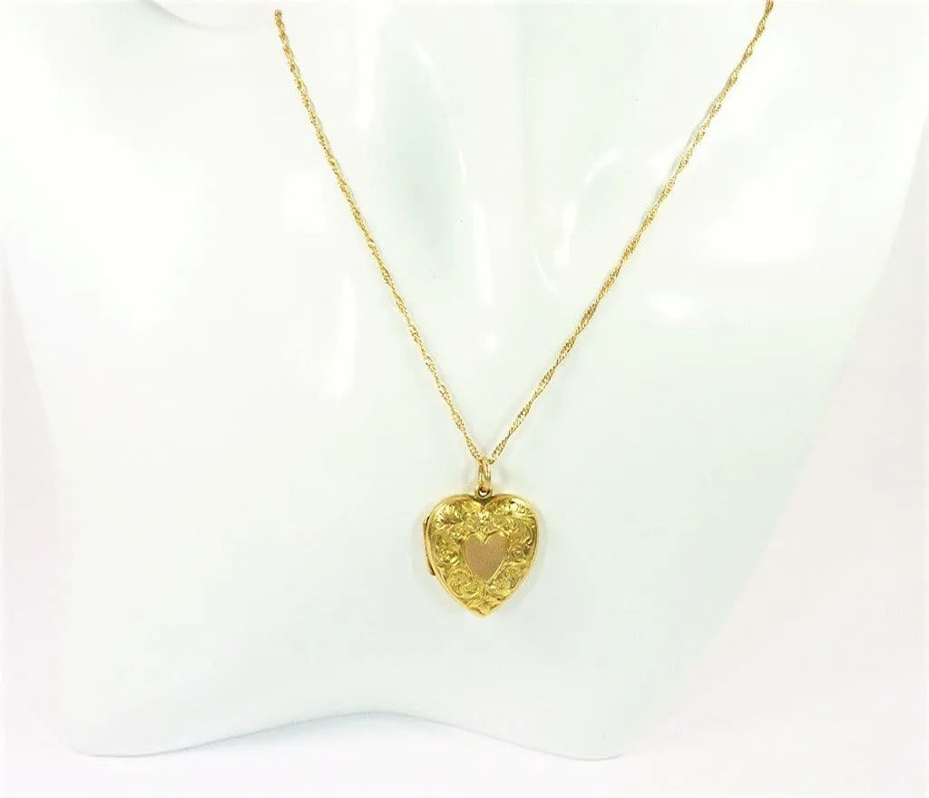 Romantic Edwardian Fully Hallmarked Gold Heart Shaped Locket 1906 With Necklace