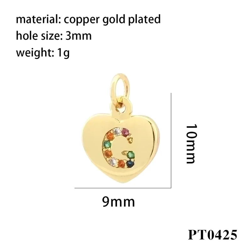 Romantic Simple Style Letter Heart Shape Copper Plating Inlay Zircon 18k Gold Plated Charms