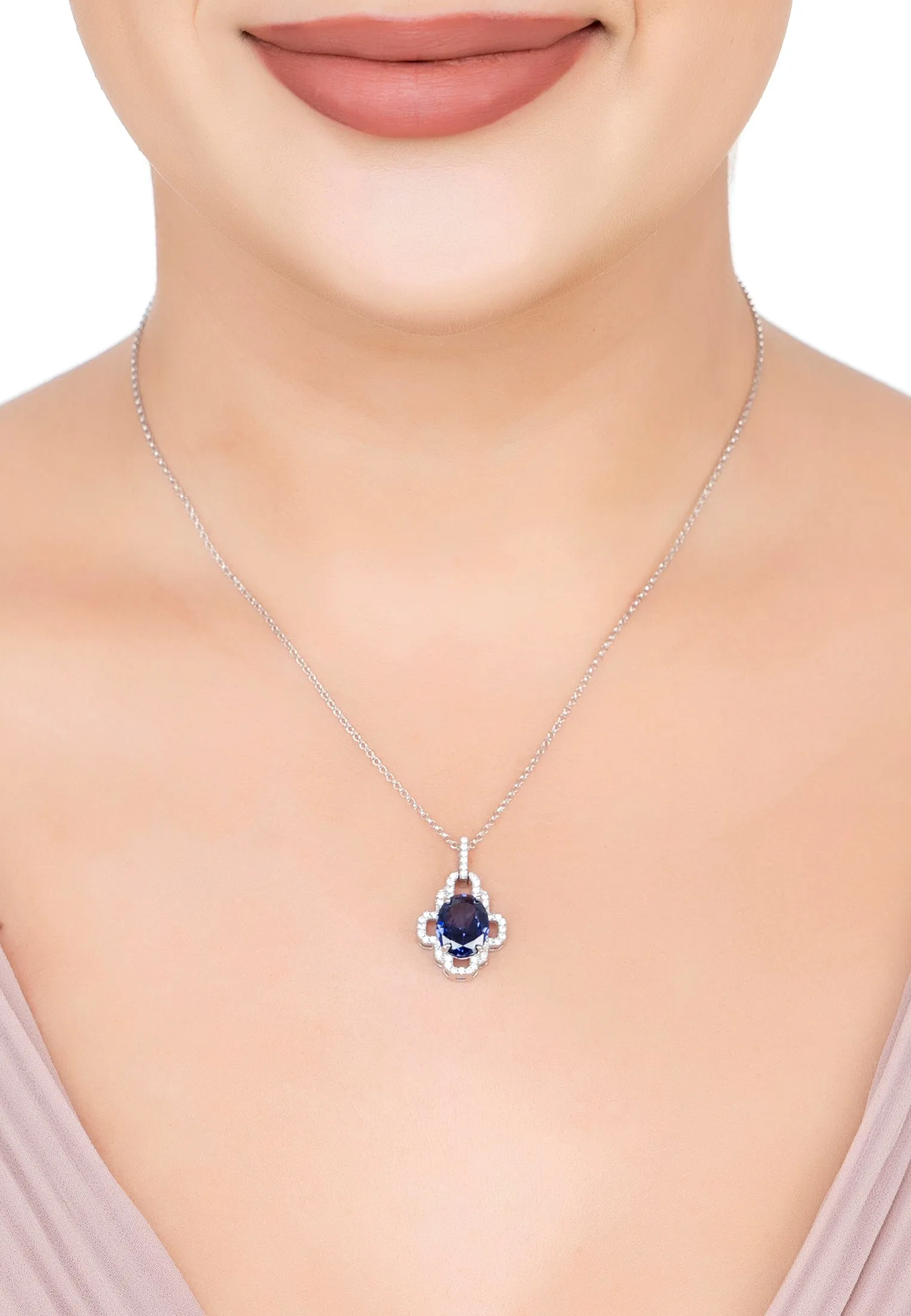 Rosamund Tanzanite Pendant Necklace Silver