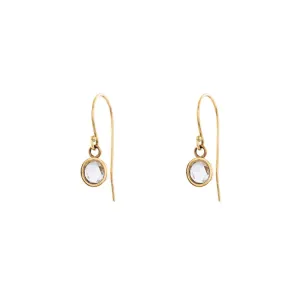 Rose Cut Diamond Round Drop Hook Earrings