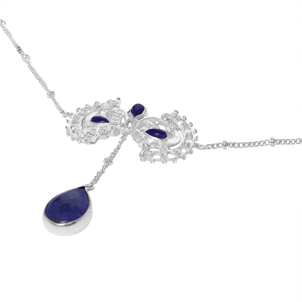 Silver Blue Swan Lapis Necklace