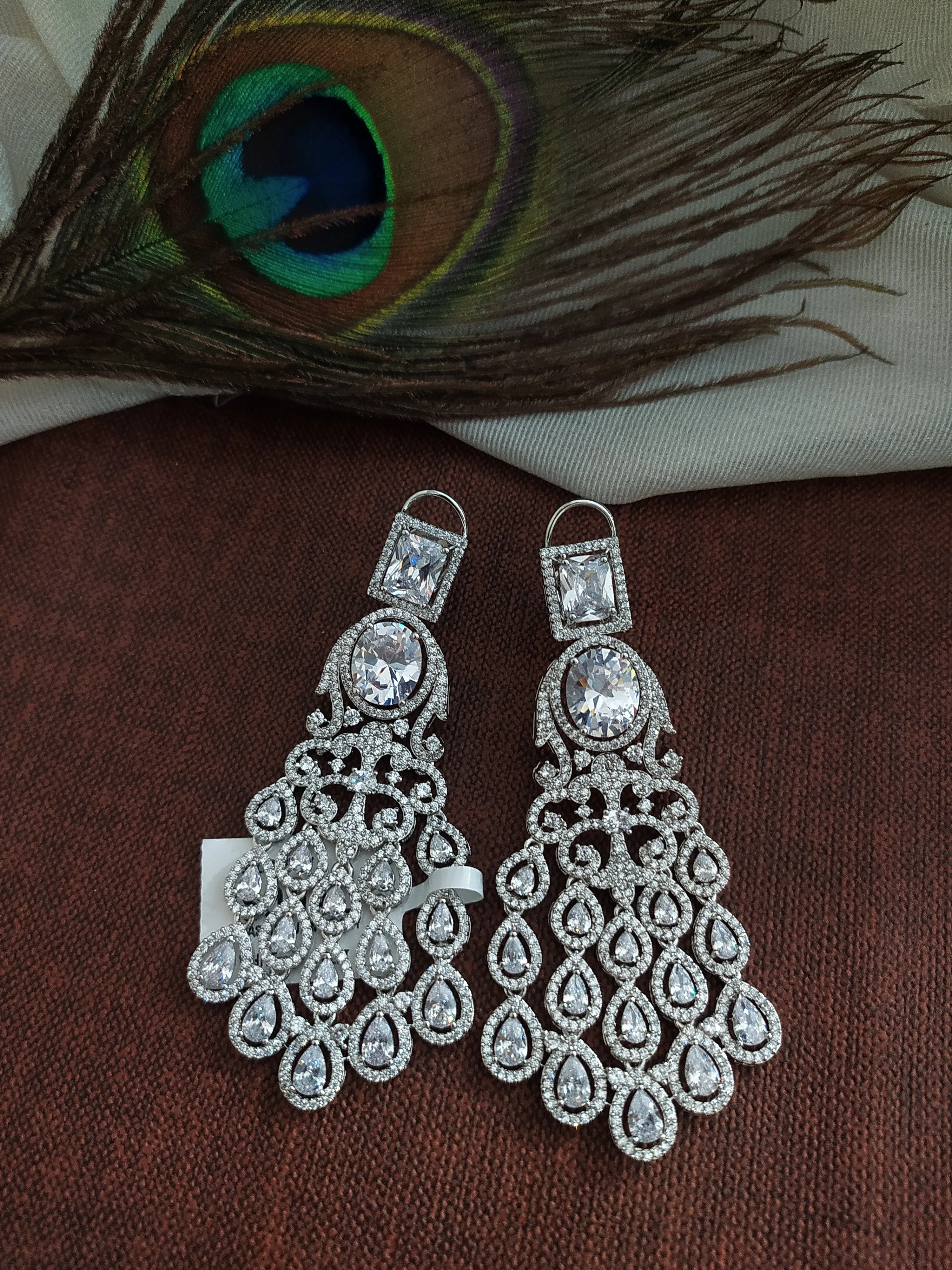 Silver-plated Chandelier Style Drop Earrings