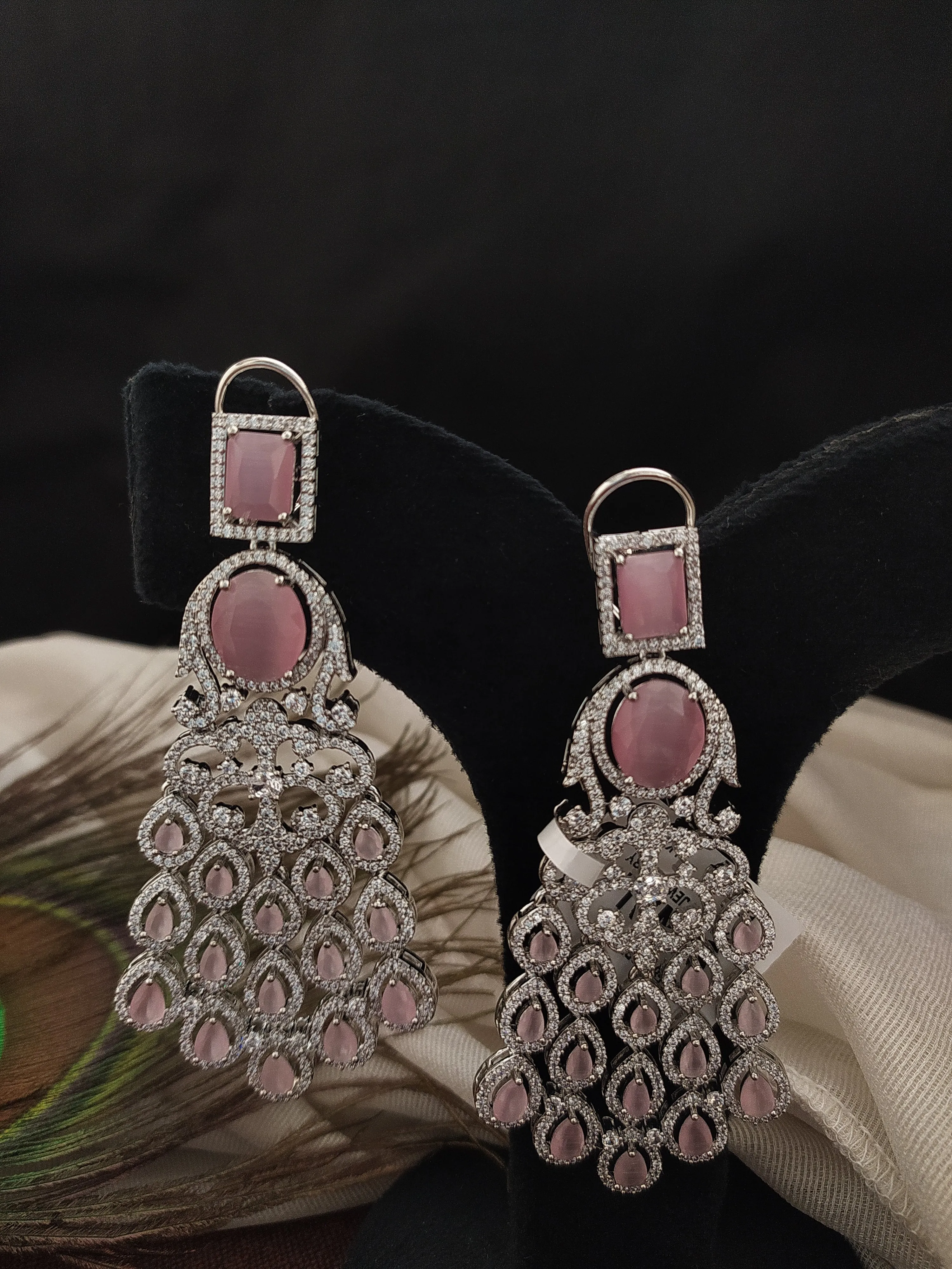 Silver-plated Chandelier Style Drop Earrings