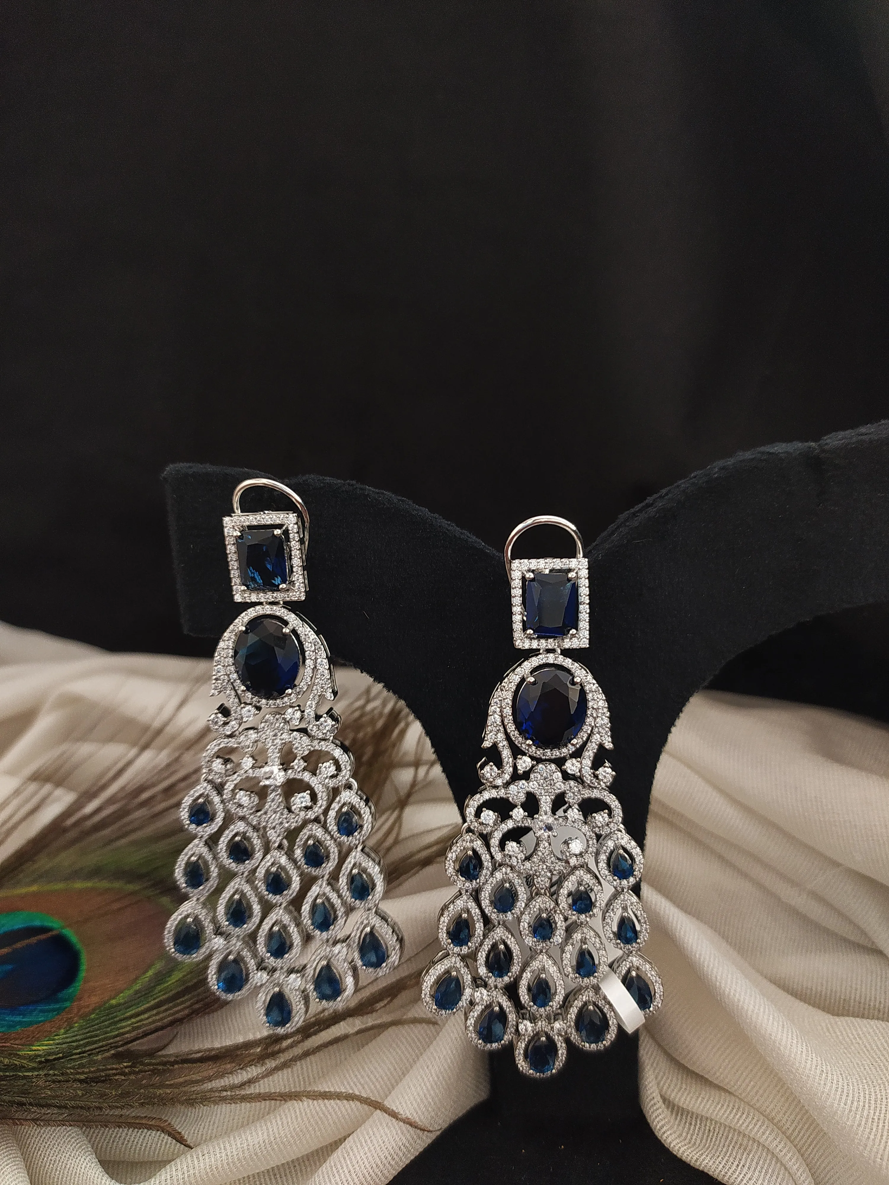 Silver-plated Chandelier Style Drop Earrings