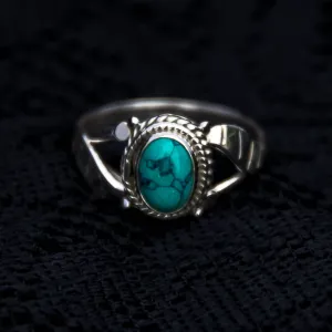 Simple Leaf Ring - Silver - Turquoise