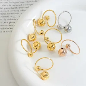 Simple Style Ball Titanium Steel Plating Rings