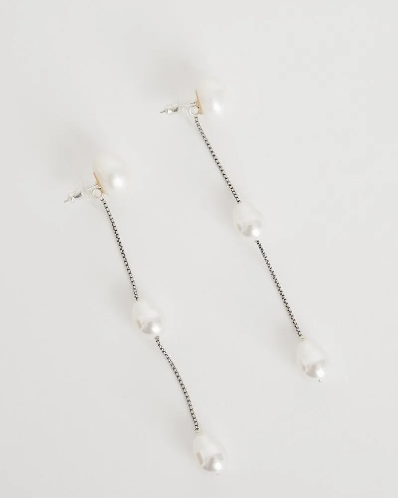 Small Faux Pearl Drop Earrings