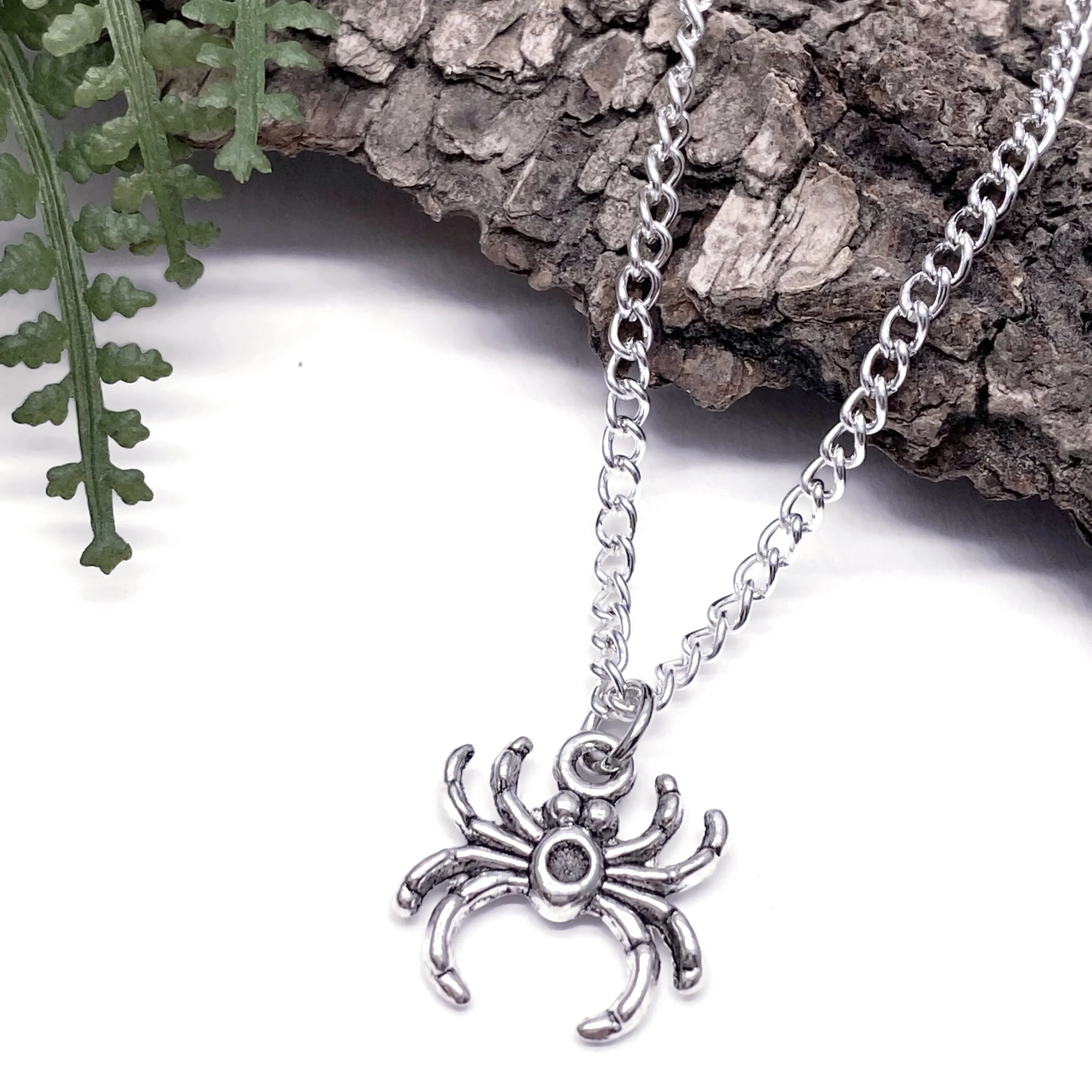 Spider Charm Silver Plated Pendant Necklace