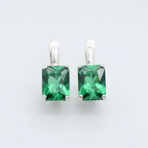 Square Emerald Earrings - Classic Green Earrings - Vintage Square Earrings